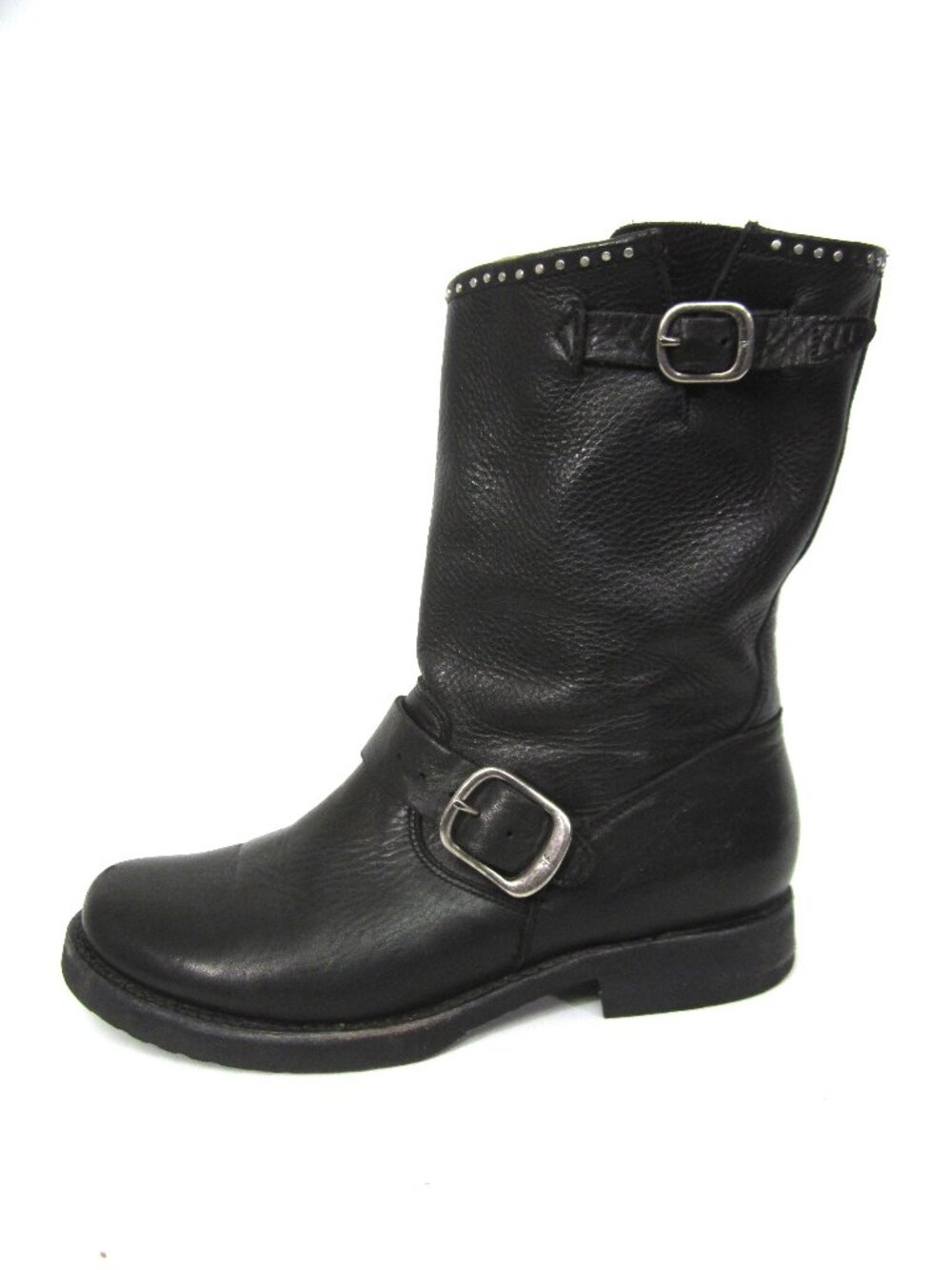 Frye Women's Size 7.5 B Veronica Short Motorcycle Moto Boots Black Leather